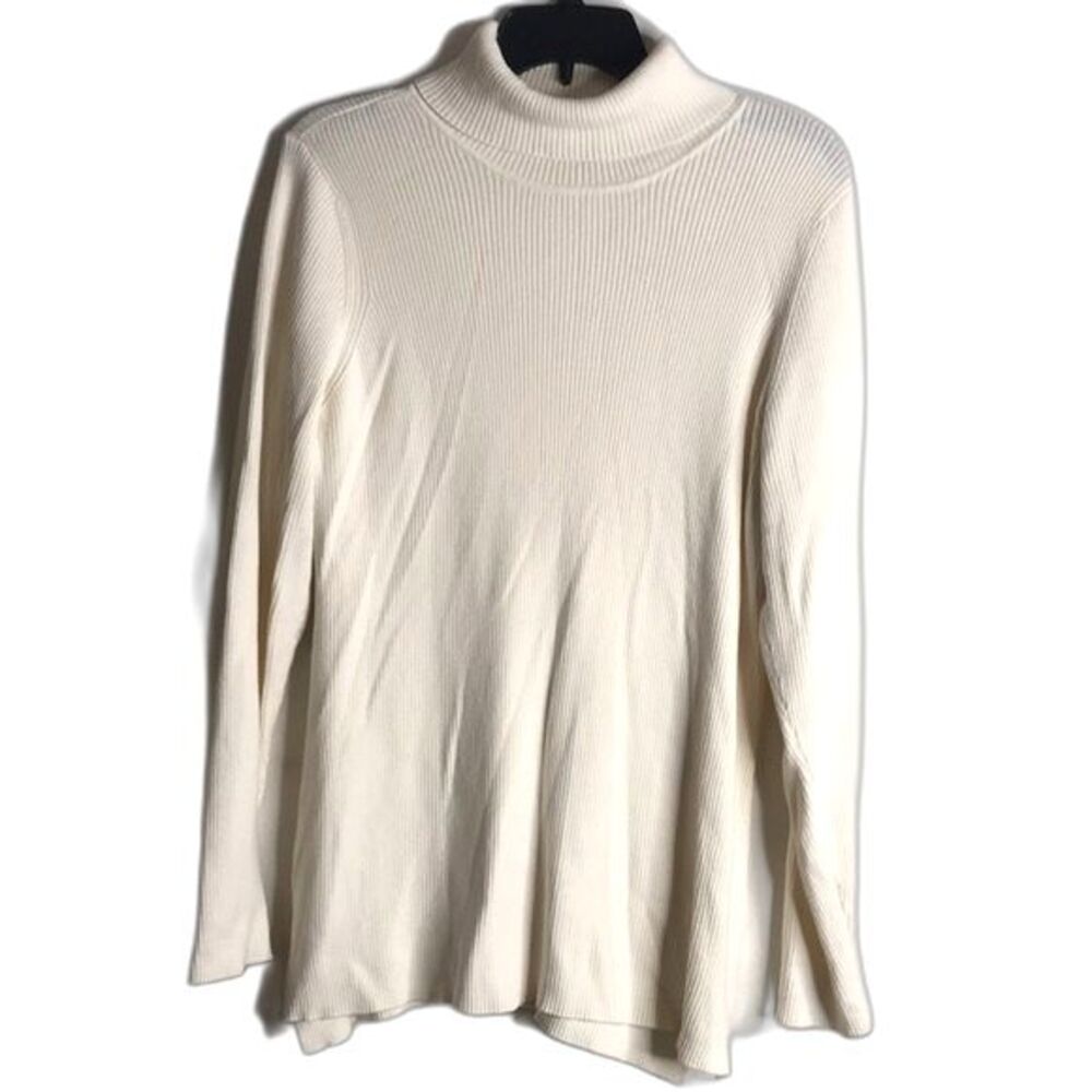 Orvis ladies ribbed mock turtleneck pullover lightweight sweater size large